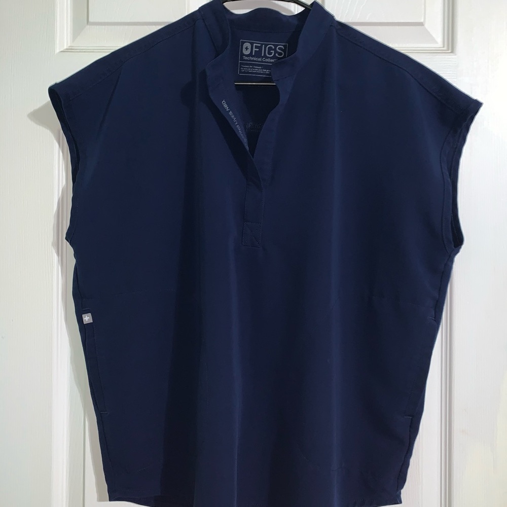 Figs Navy Scrub Top